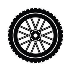 Fototapeta premium Bicycle tire silhouette vector illustration, Black Bicycle tire silhouette