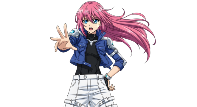 Anime Girl with Pink Hair Reaching Out - Powered by Adobe
