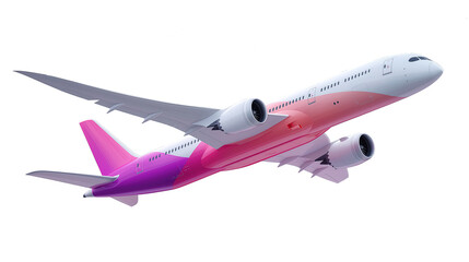 Commercial passenger airplane in flight, isolated on transparent background
