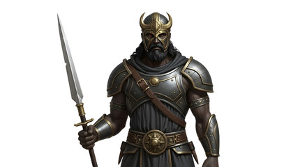 Warrior in Armor with Spear Illustration