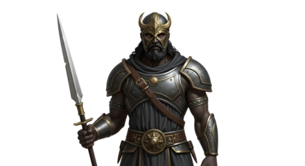 Warrior in Armor with Spear Illustration