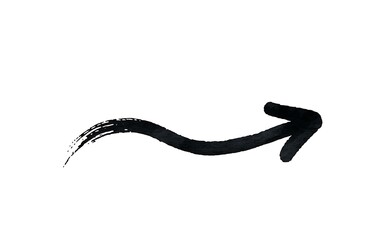 Black wavy brush stroke arrow pointing to the right on a white background paint