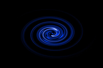 Abstract Blue Swirl on Black Background