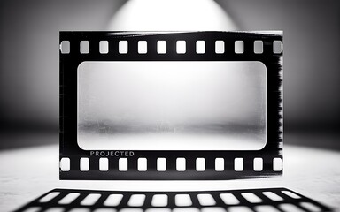 Vintage Film Strip with Projected Light and Shadow on Textured Surface movie cinema