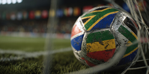 Goal Scored: A Flag-Patterned Soccer Ball in the Net

