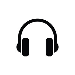 Black Headphone Icon in Minimalist Flat Design