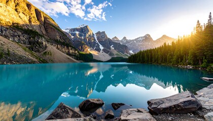 Sunrise Moraine Lake with Banff.