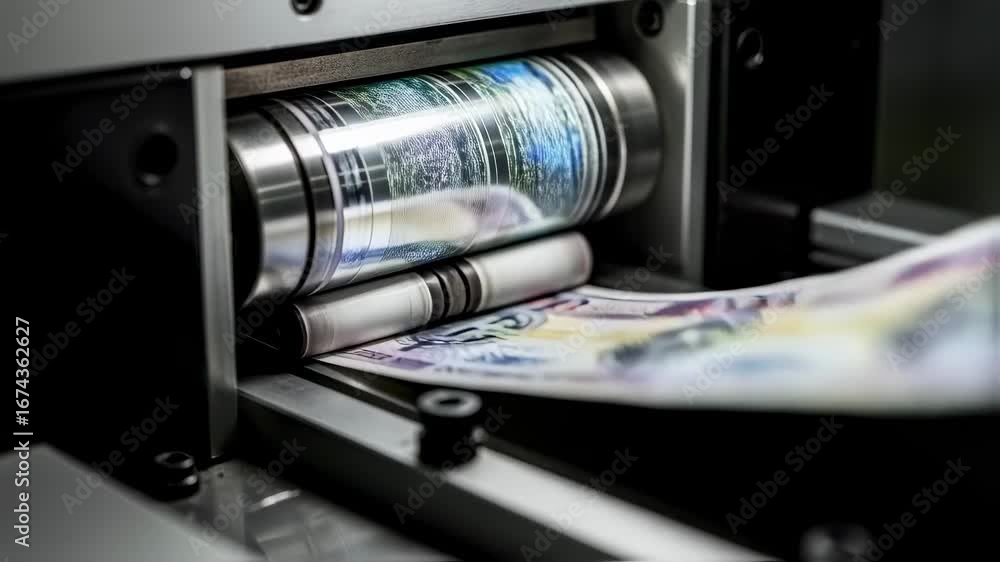 Aufkleber automated embossing press with holographic rollers imprinting detailed security features on newly pr