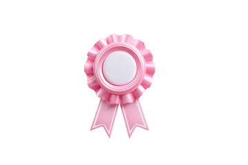 A Delicate Pink Rosette Award Ribbon, Perfect for Celebrating Achievements and Recognizing Exceptional Performance. Isolated on transparent background, cutout