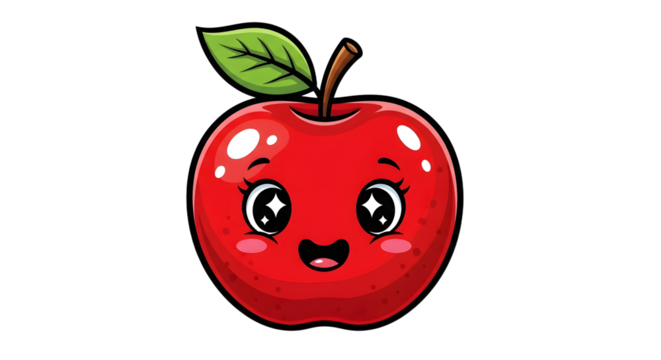 Cute Happy Red Apple Cartoon Character