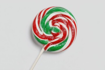 Close-up of a red and green spiral lollipop