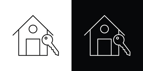 Selling or rent home icons with Editable strokes set for UI UX