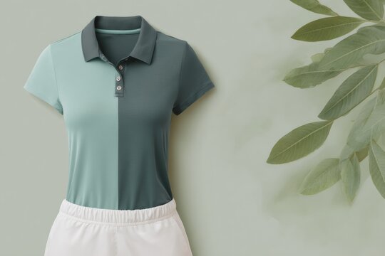 a green and blue polo shirt