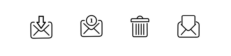 MAIL - thin line vector icon set. Pixel perfect. Editable stroke. The set contains icons: E-Mail, Mail, Envelope, Letter Sending, Inbox Letter