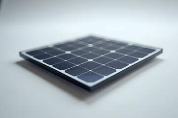 Macro Solar Panel Cell on Light Gray Background