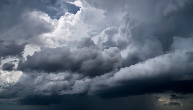 dense heavy storm gray clouds before rain and bad weather covered the sky large cloudiness and weather change blurred background soft focus