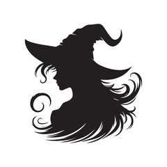 halloween witch vector silhouette clip art logo design illustration