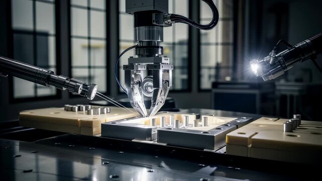 Detailed inspection of breeder material samples embedded within a blanket mockup inside a remotehandling hot cell.