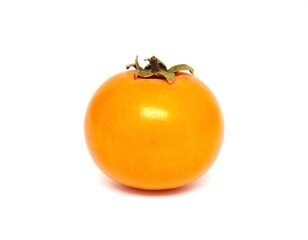 Ripe persimmon fruit isolated against a white plain backdrop