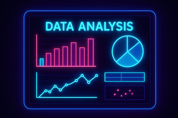 Neon Data Analysis Dashboard:  Charts, Graphs, and Business Intelligence Display