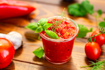 Rustic homemade tomato sauce with garlic and basil
