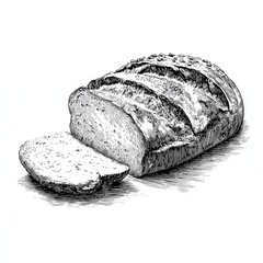 Hand-drawn illustration of a loaf of sliced bread