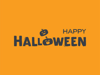 Happy halloween with pumpkin in orange background