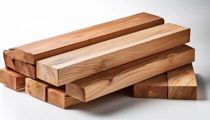 stack of rough cut lumber with visible wood grain isolated on a transparent background