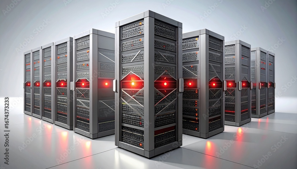 Aufkleber geometric node virtual server cluster with red lights