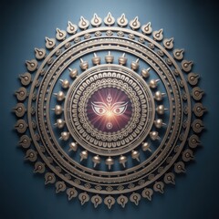 Obraz premium Intricate circular mandala with cosmic center and ornate details