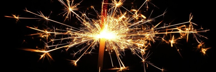 Fototapeta premium Festive Sparkler Dance: Glowing Decoration on Dark Canvas