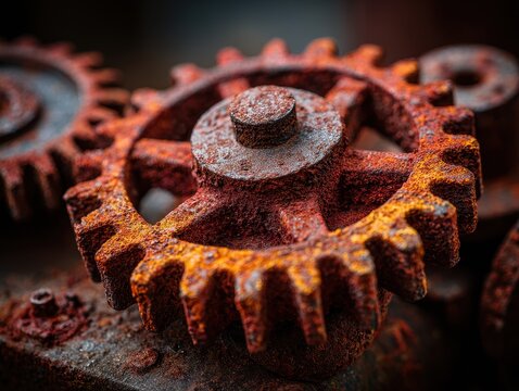 Rusty Gear with Textured Surface and Details