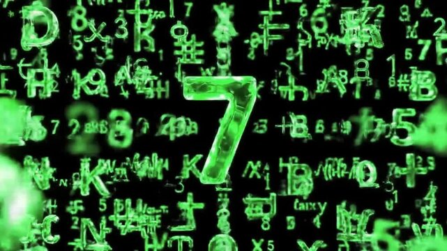Digital Matrix with the Number Seven A Futuristic Visual Concept