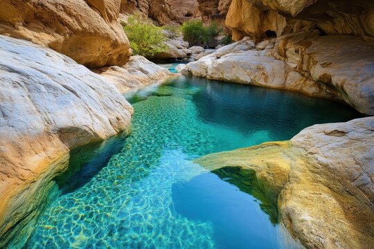 Serene Oasis Pools at Wadi Bani Khalid: A Natural Desert Gem in Oman