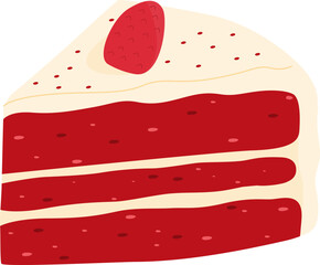 Illustration of a Slice of Red Velvet Cake