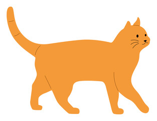 Orange Cat Walking Sticker Illustration