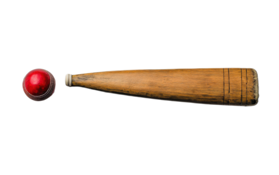 cricket bat and ball on transparent background, png