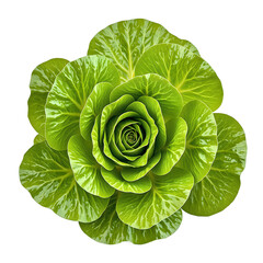 Obraz premium Fresh butter lettuce vibrant green leaves meticulously layered ideal for culinary and healthy lifestyle concepts, isolated