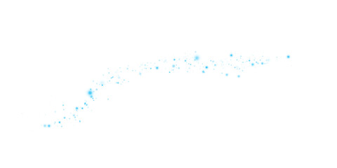 The blue dust, sparks and stars shine with special light. Sparkles on a transparent background. Christmas light effect. Sparkling magical dust particles.
