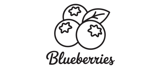 One single line drawing of whole healthy organic blueberries for orchard logo identity. Fresh blue berry fruitage concept for fruit garden icon. Vector black silhouette. with white background © Mofazzelh