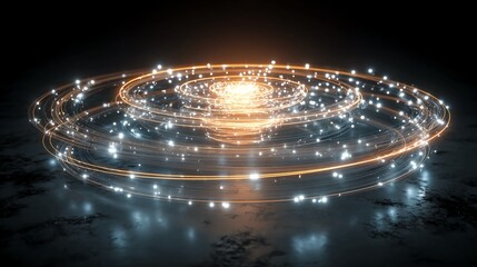 Abstract render of electromagnetic pulse coil with spiral windings and glowing center floating alone representing futuristic power or weapon system component