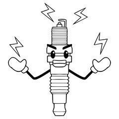 spark plug character illustration hand drawn outline vector