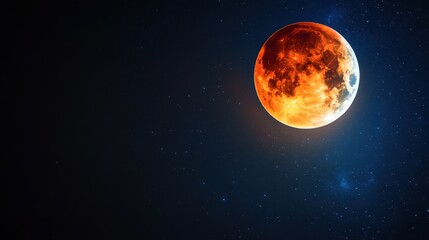 Total Lunar Eclipse: A Celestial Dance of Moon and Sun in the Vastness of Space