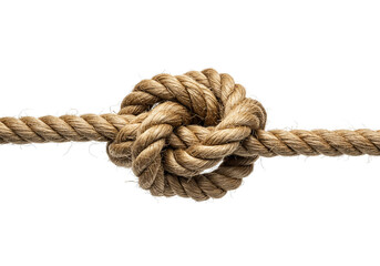 Fototapeta premium Strong rope knot symbolizing connection, teamwork, and problem-solving on a white background