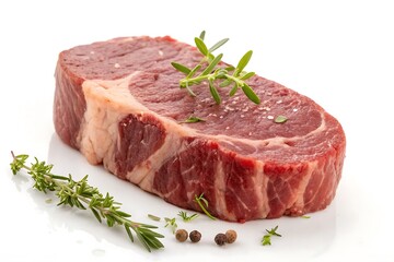 Fototapeta premium Meat, beef, isolated on white background, full depth of field.