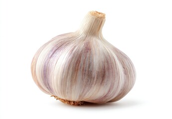 Obraz premium Single head of garlic, close-up, against white background