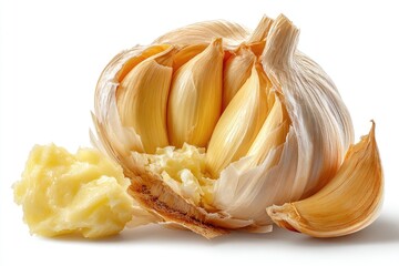 Fresh garlic bulb and butter