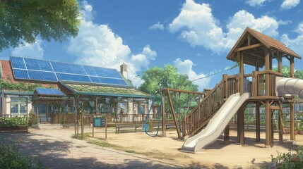 School playground sunny day