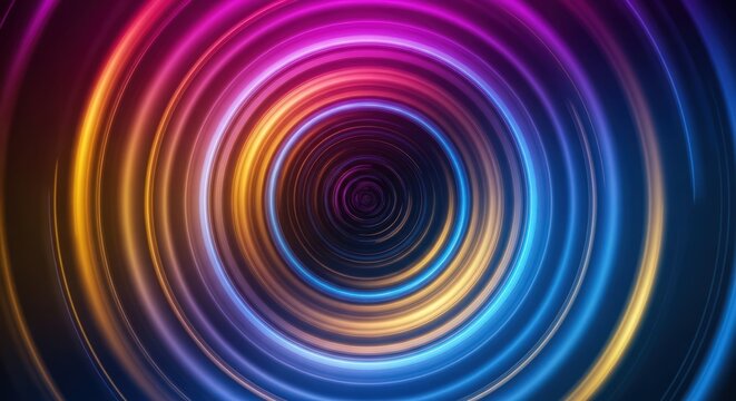 Vibrant Circular Abstract Background with Neon Glow Effect