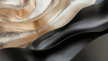 Luxurious Metallic Fabric Waves, Elegant Flowing Drapery with a Soft Sheen and Subtle Shadows